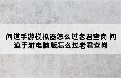 问道手游模拟器怎么过老君查岗 问道手游电脑版怎么过老君查岗